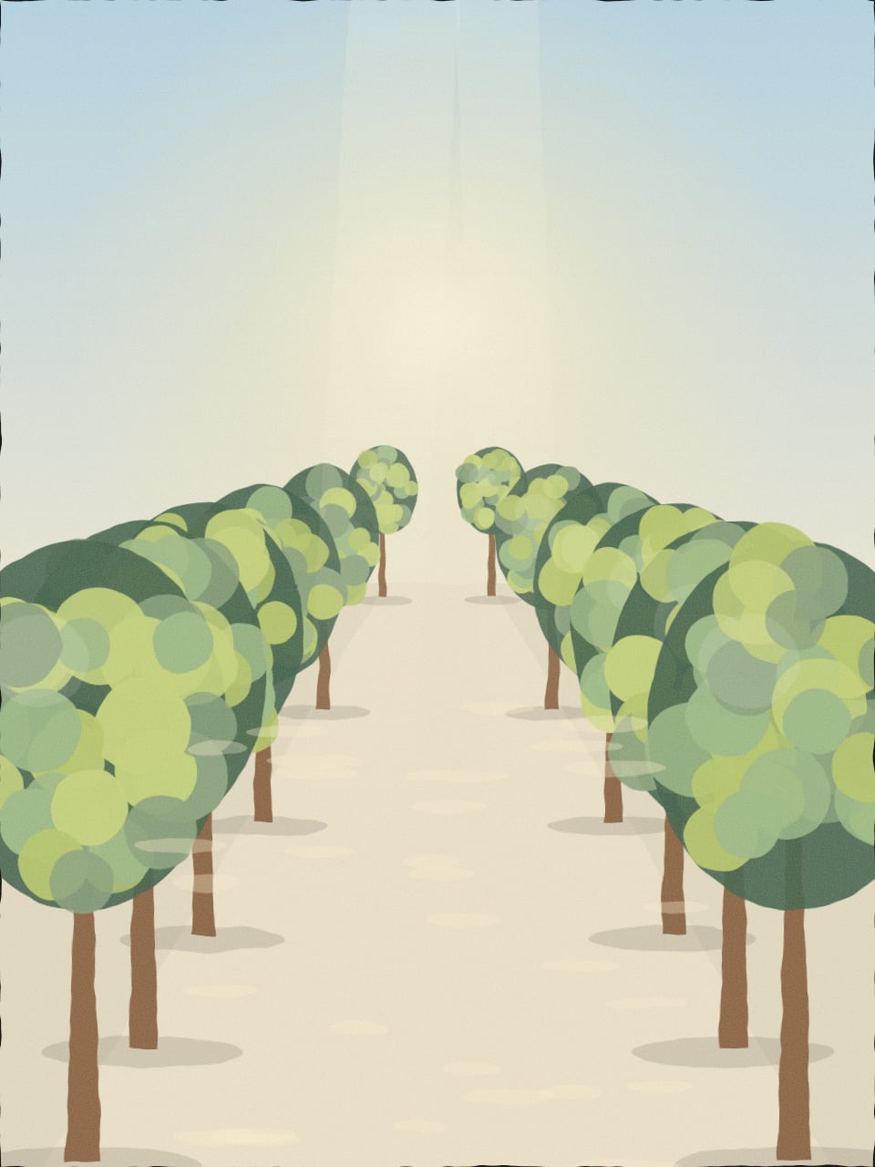 A sunlit lime tree allée